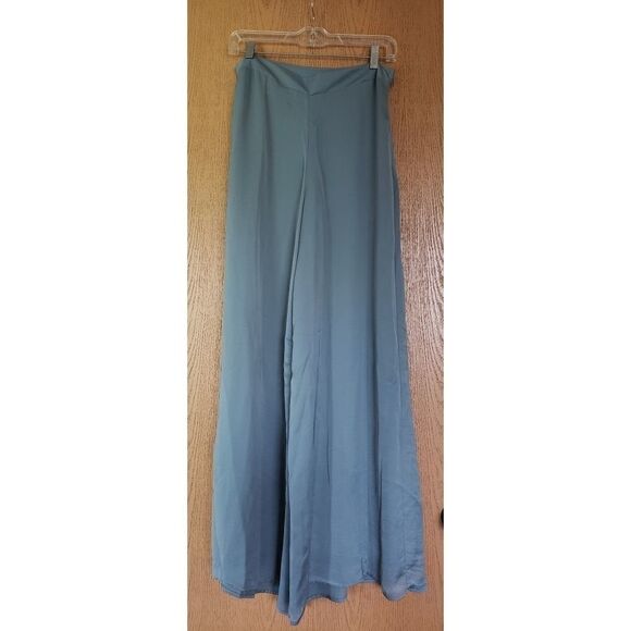 My Beloved Pale Blue High Waist Wide Leg Satin Pants New - Picture 2 of 8